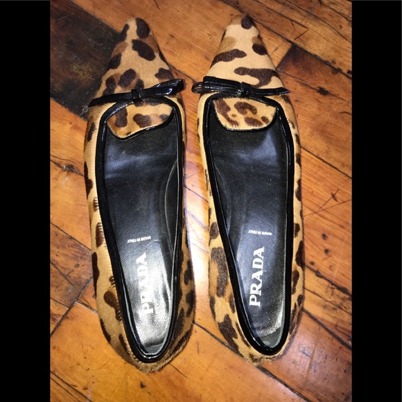 Prada Leopard Print Pony Ballet Flats w/ Bow 37 - Picture 7 of 7